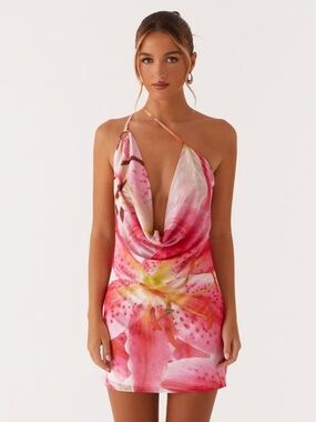 Peppermayo Bohemian Bliss Mesh Mini Dress White Pink Lilly Size US 16 NWT Vaca